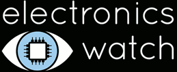 Electronics Watch logo with a blue eye and electronics watch in lowercase letters