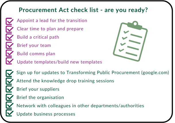 Checklist to see if your organisation is ready for the new Procurement Act in 2024